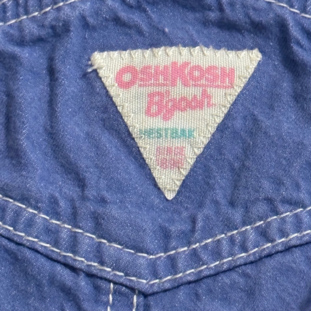 OshKosh Bgosh Girls Blue Floral Embroidered Ruffle Shortall Overalls 6 Months - Picture 8 of 8